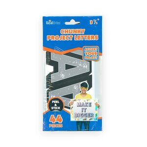 Royal Brites 3.5" Chunky Peel & Stick Letters – Distressed Gray, 44-Pack